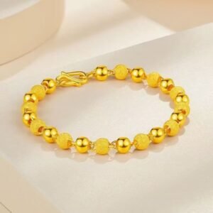 ​​Solid Matte Gold-Plated Beaded Bracelet